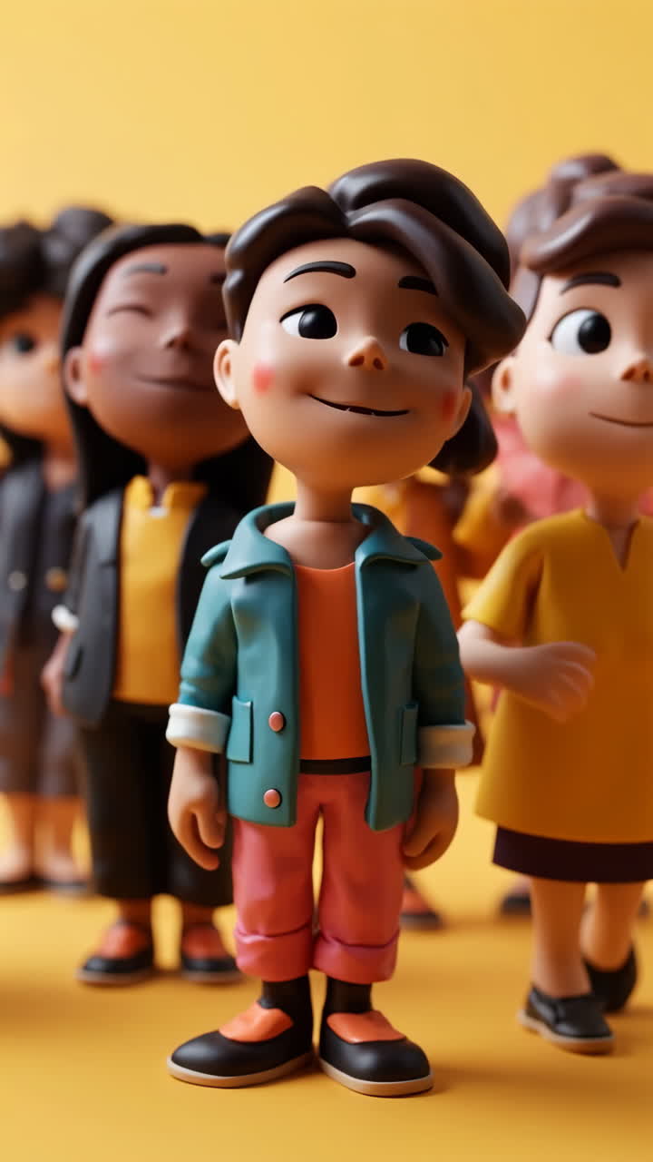 Diverse Group of Smiling 3D Cartoon Characters