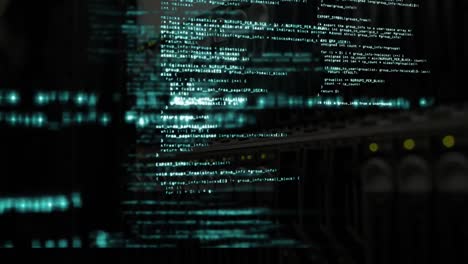 animazione dell'elaborazione dei dati sul corridoio con server informatico