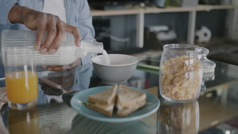 person having breakfast