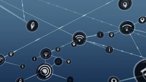 Animation-of-network-of-connections-with-icons-over-blue-background