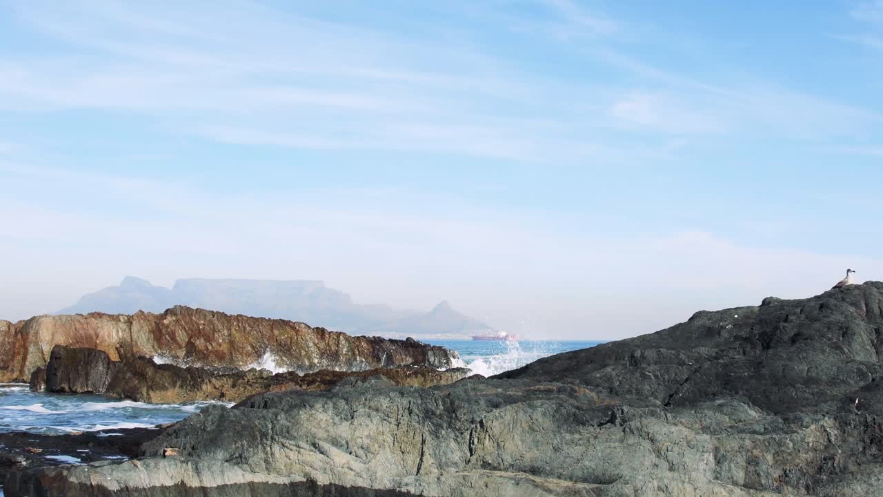 Scenic View of Table Mountain from the Coast of Cape Town