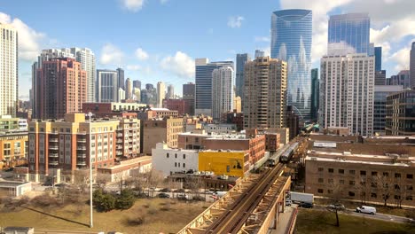 chicago cityscape time lapse. west loop, in der innenstadt des viertels.