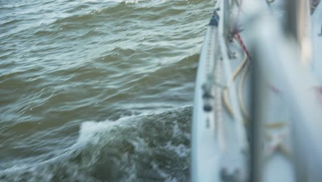 close-up view of ocean waves during sailing