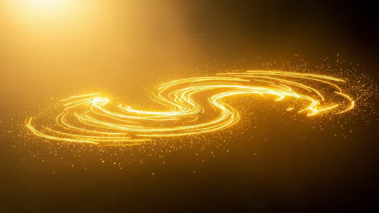 A Mesmerizing Spiral of Golden Sparks Illuminating the Darkness, Creating a Captivating Dance of Light and Motion, Evoking a Sense of Wonder and Mystery