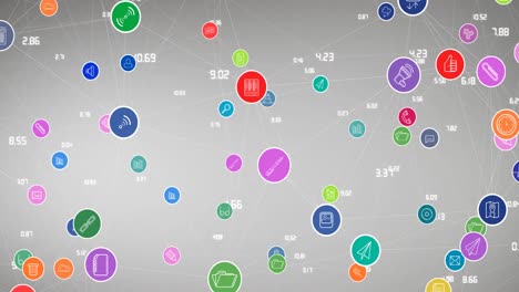 animación de la red de conexiones con iconos digitales