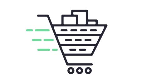 shopping cart software line icon animation with alpha