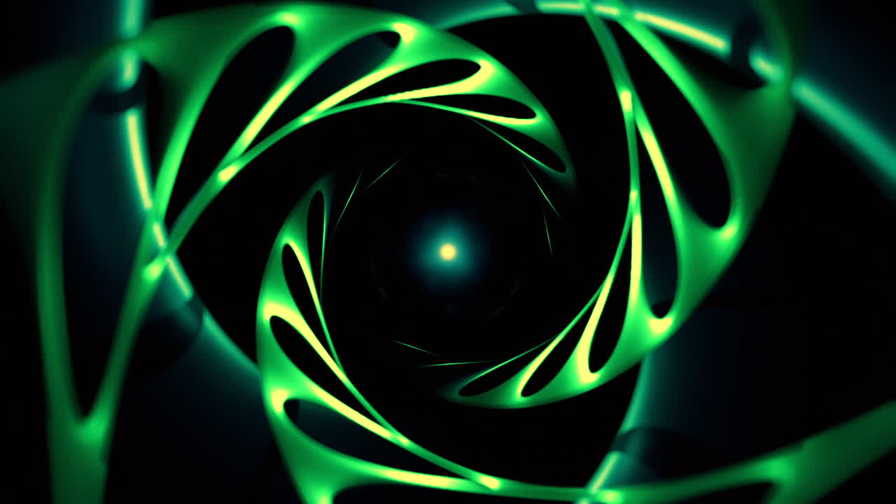 Abstract Glowing Green Spiral Fractal Design