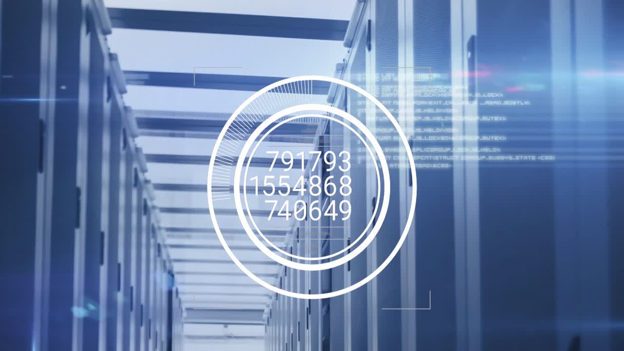 animación de números y procesamiento de datos a través de servidores informáticos
