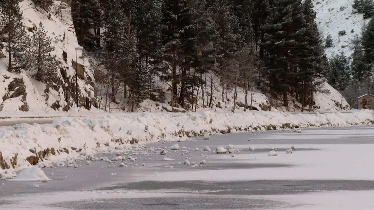 Frozen Mountain Lake in Winter
