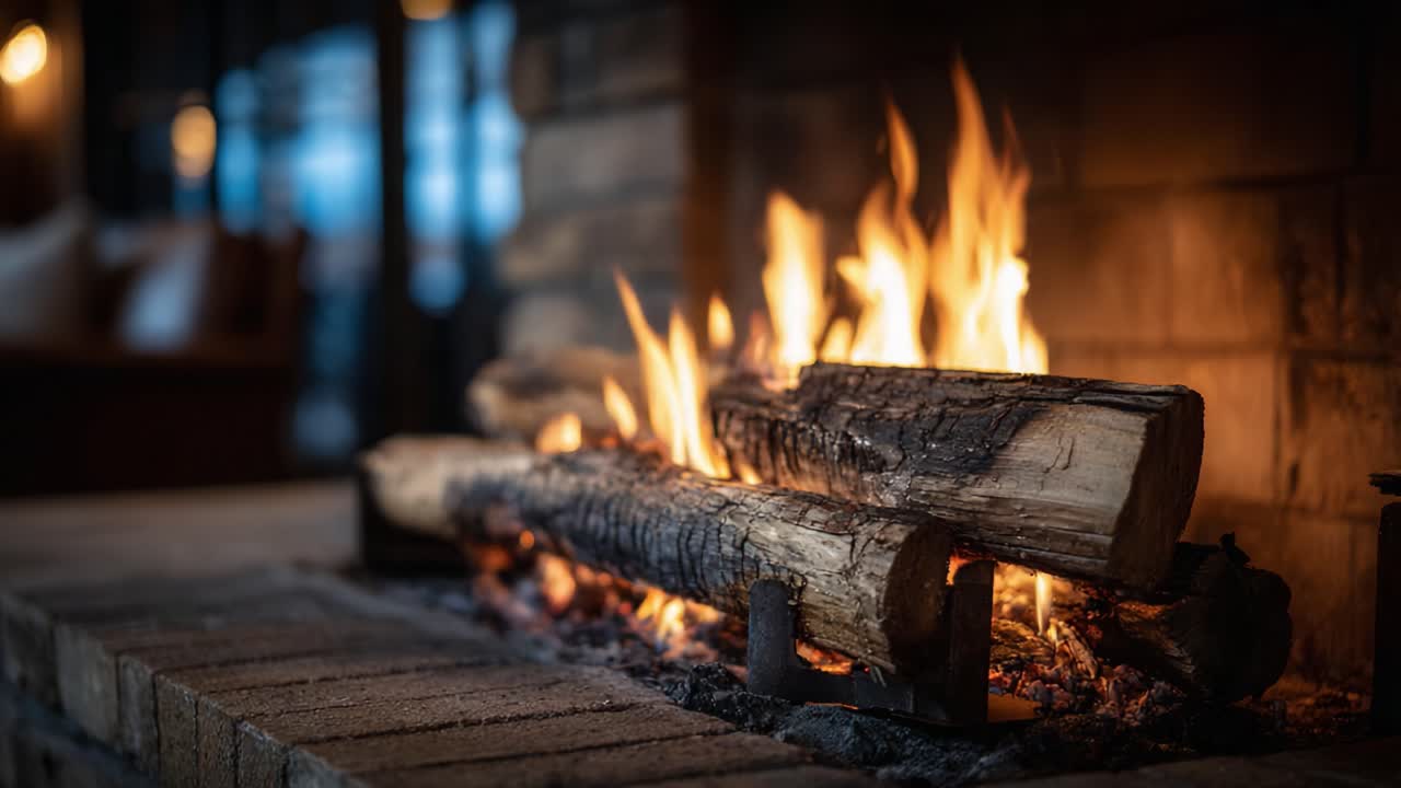Mesmerizing Firewood Flames: A Cozy and Inviting Fireplace Scene Capturing the Warmth and Ambiance of a Thoughtfully Designed Living Space
