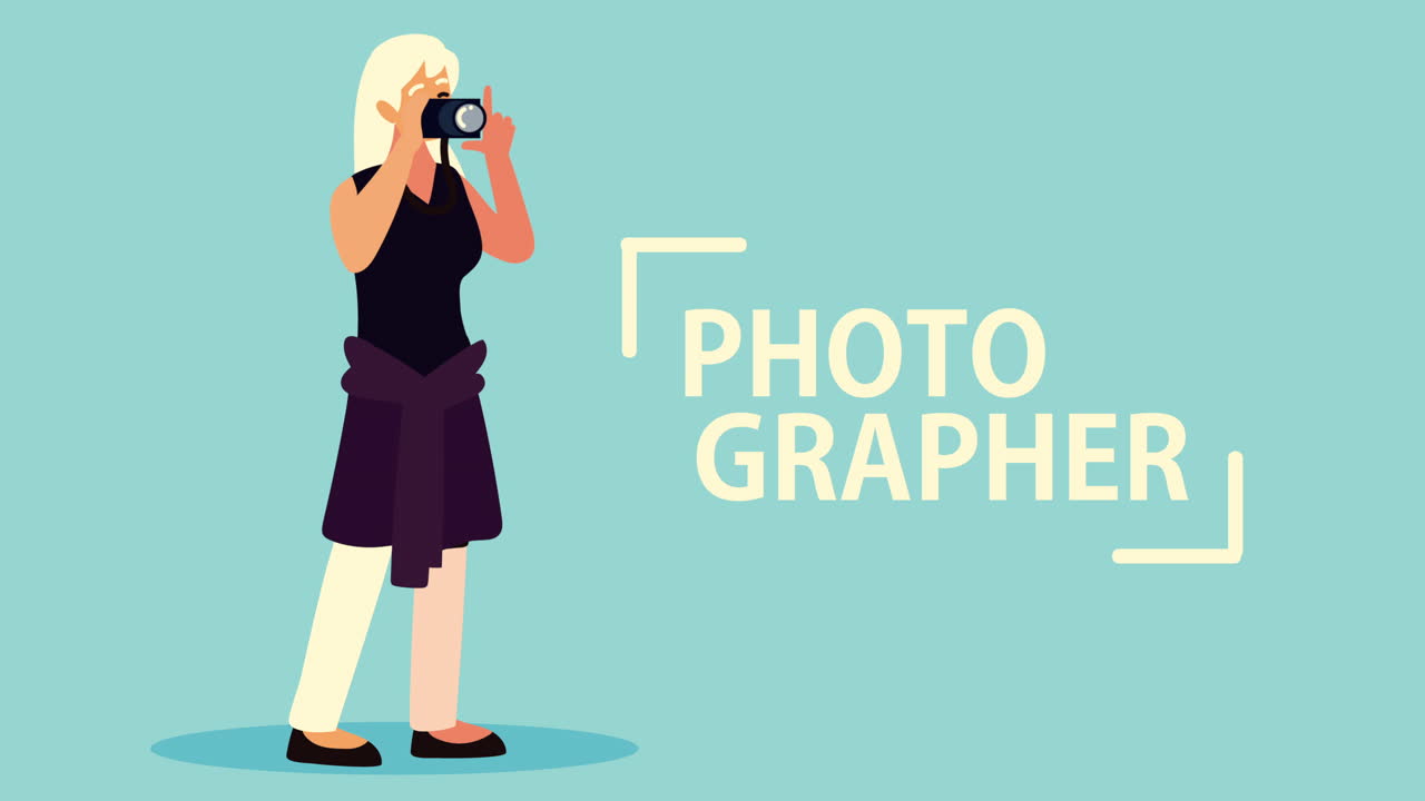 금발 여성 사진작가 캐릭터 애니메이션