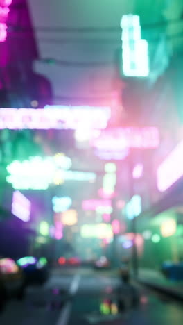 blurry night cityscape with neon lights