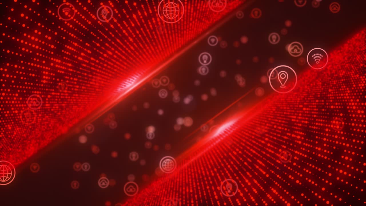 추상적인 빨간색 네트워크 라인 파동 배경