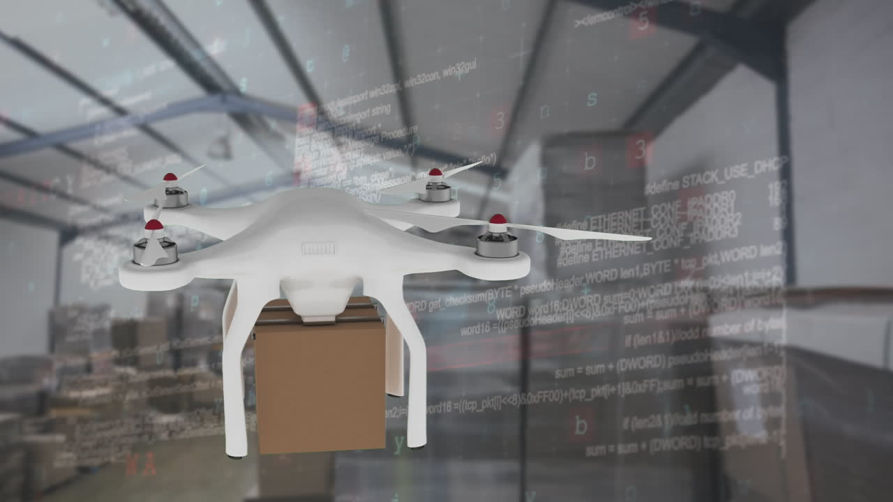 상자를 들고 있는 드론