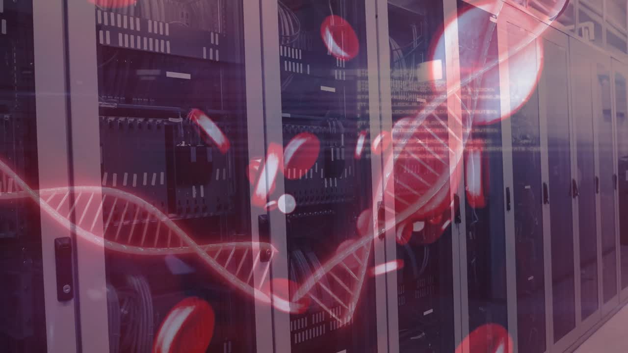 Animation of medical data processing over server room