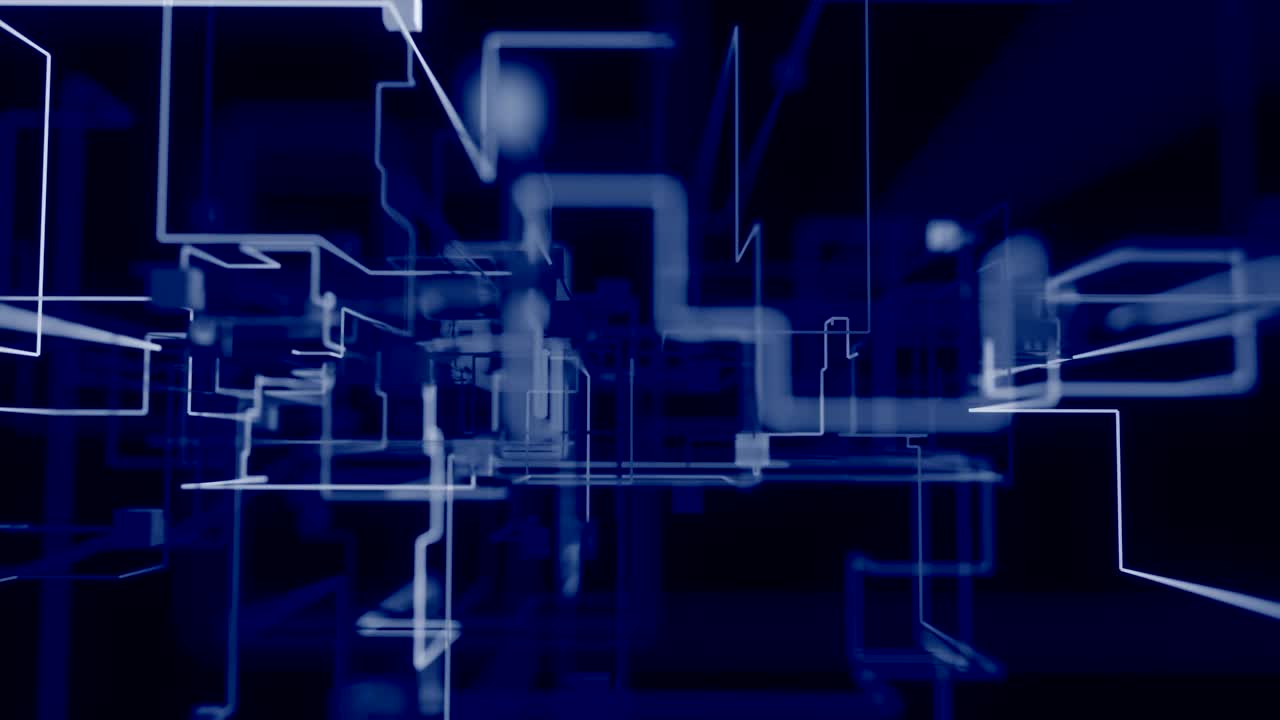 4K Futuristic Network Nodes Growing Across Frame.