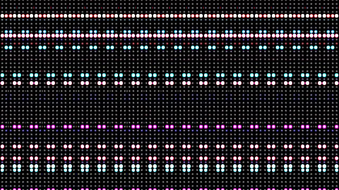 빛나는 밝은 선은 검은 바탕에 파동 움직임, 다채로운 점을 설정