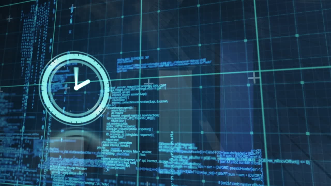 animación del tic-tac del reloj sobre el procesamiento de datos en la red