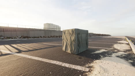 packaging boxe wrapped on empty parking