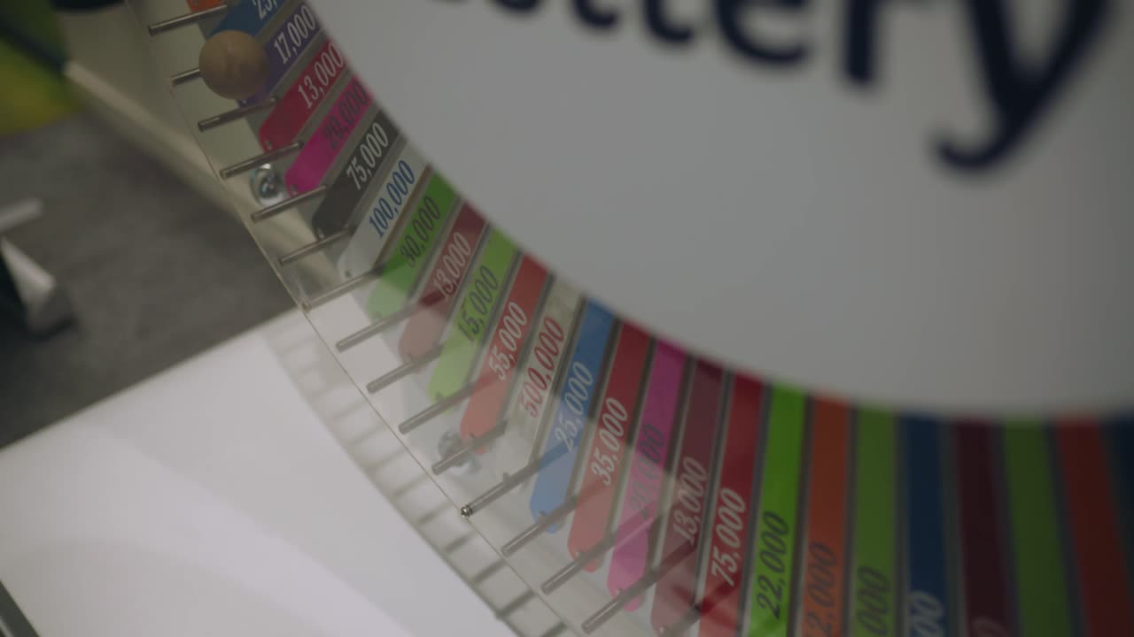 Closeup view of colorful wheel of loto