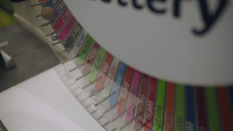 closeup view of colorful wheel of loto