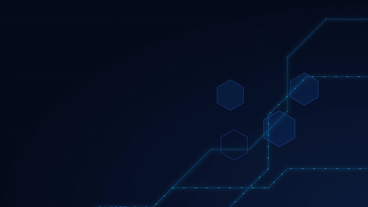 Abstract Digital Network Background with Glowing Hexagons and Connecting Lines