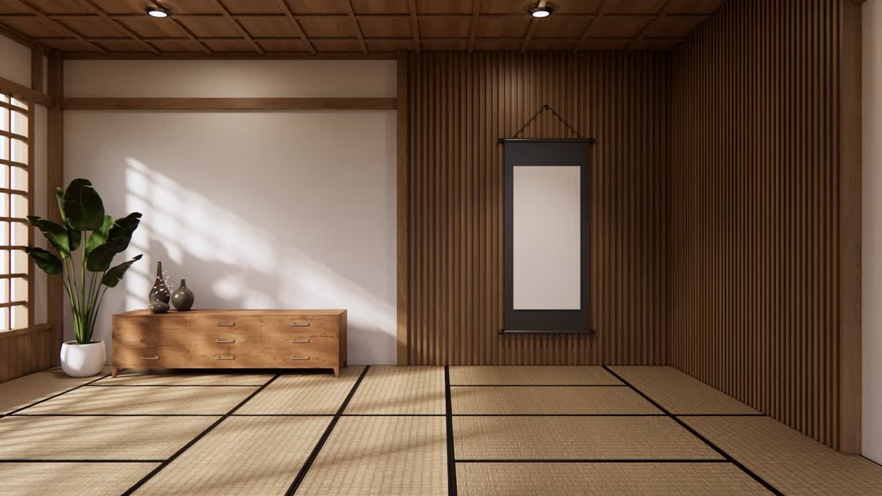 일본어 - 젠 스타일, 미니멀 디자인. 3d 렌더링