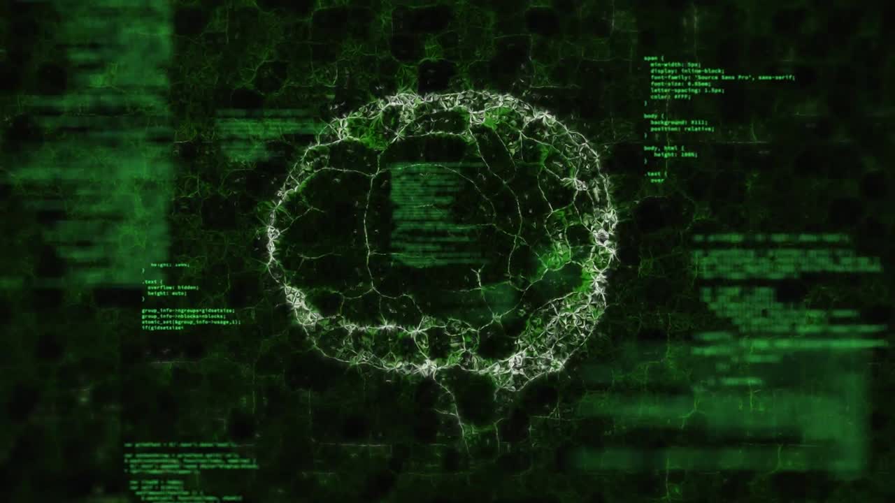 animación del procesamiento de datos sobre el cerebro humano