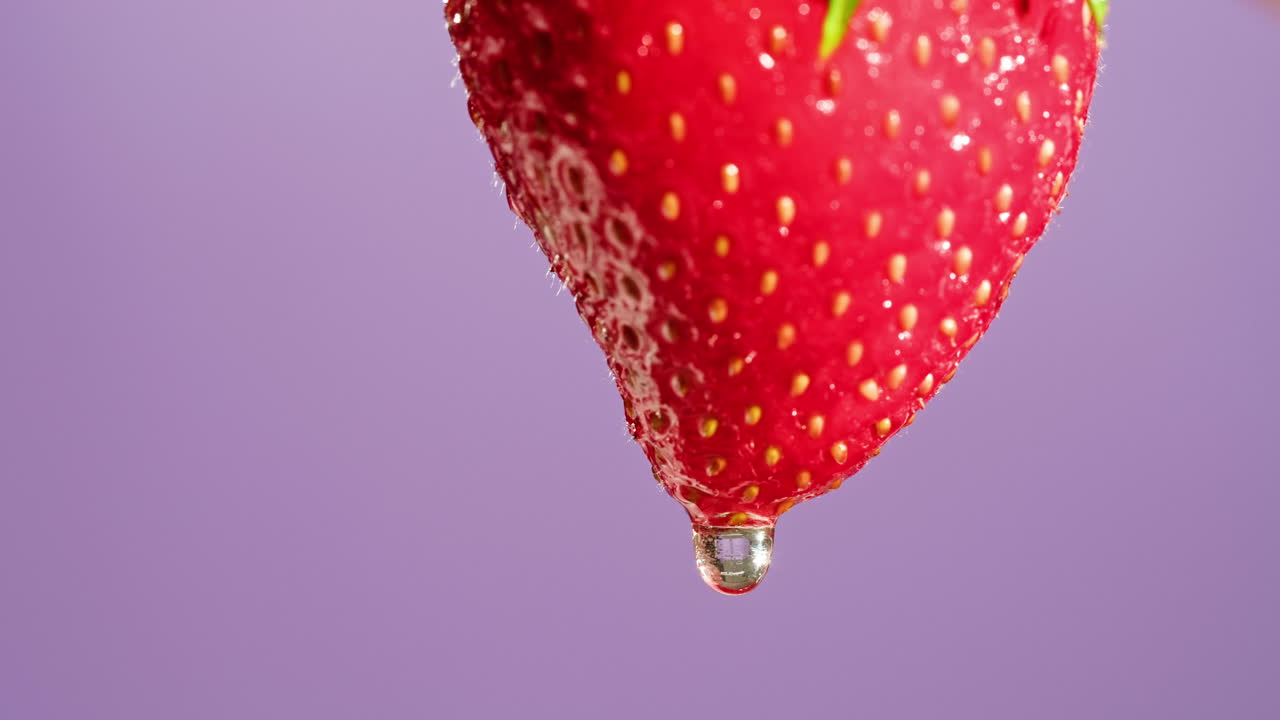 Close-up of a wet strawberry