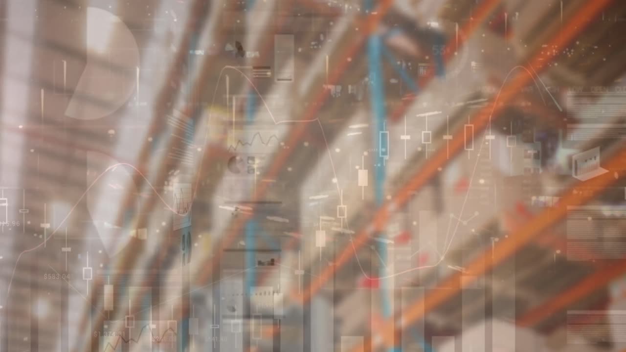 빈 창고에서 금융 데이터 처리의 애니메이션