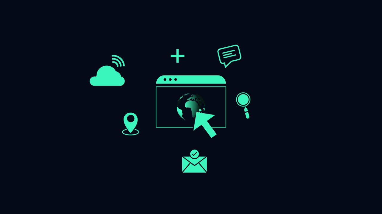 Digital marketing online communication icon animation isolated on black background