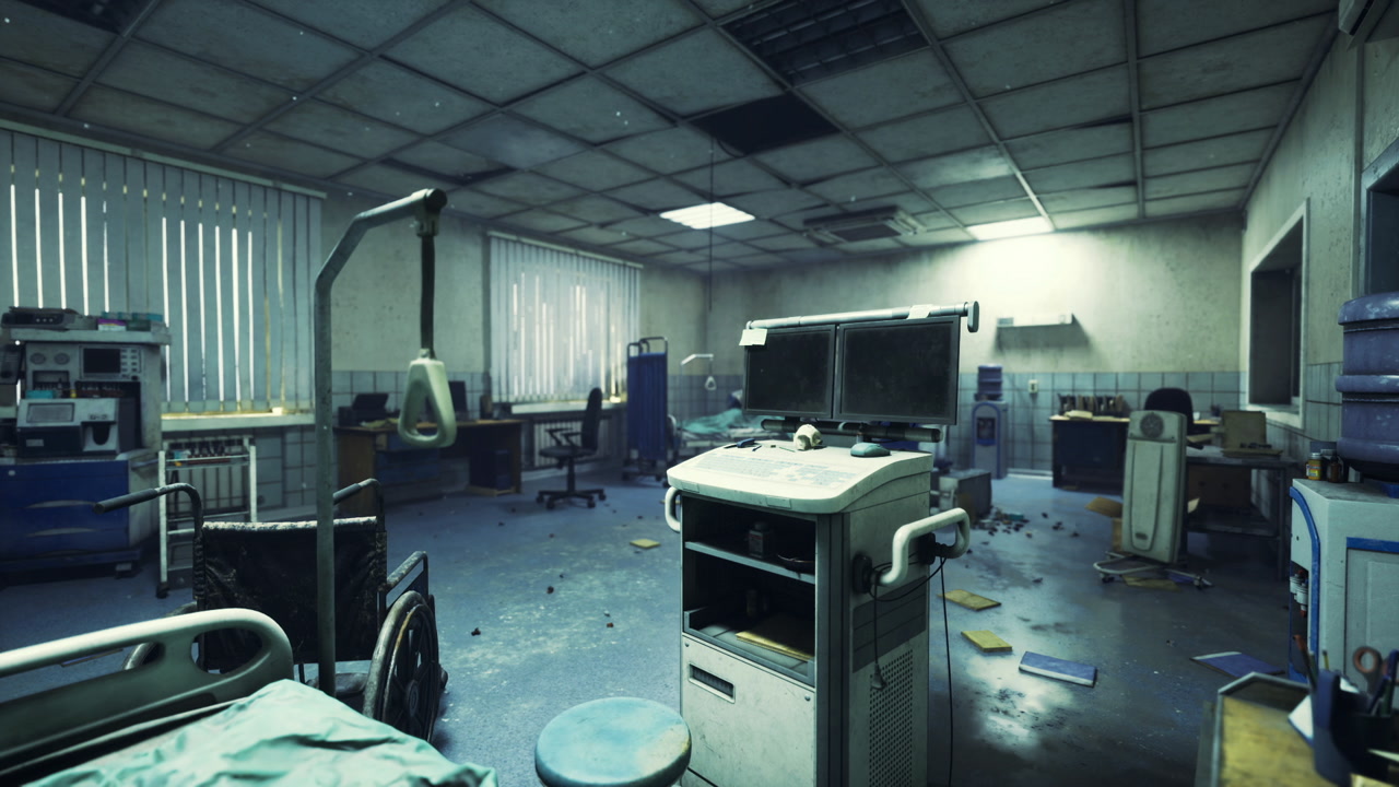 Abandoned treatment ward featuring discarded tools and eerie lighting scenes