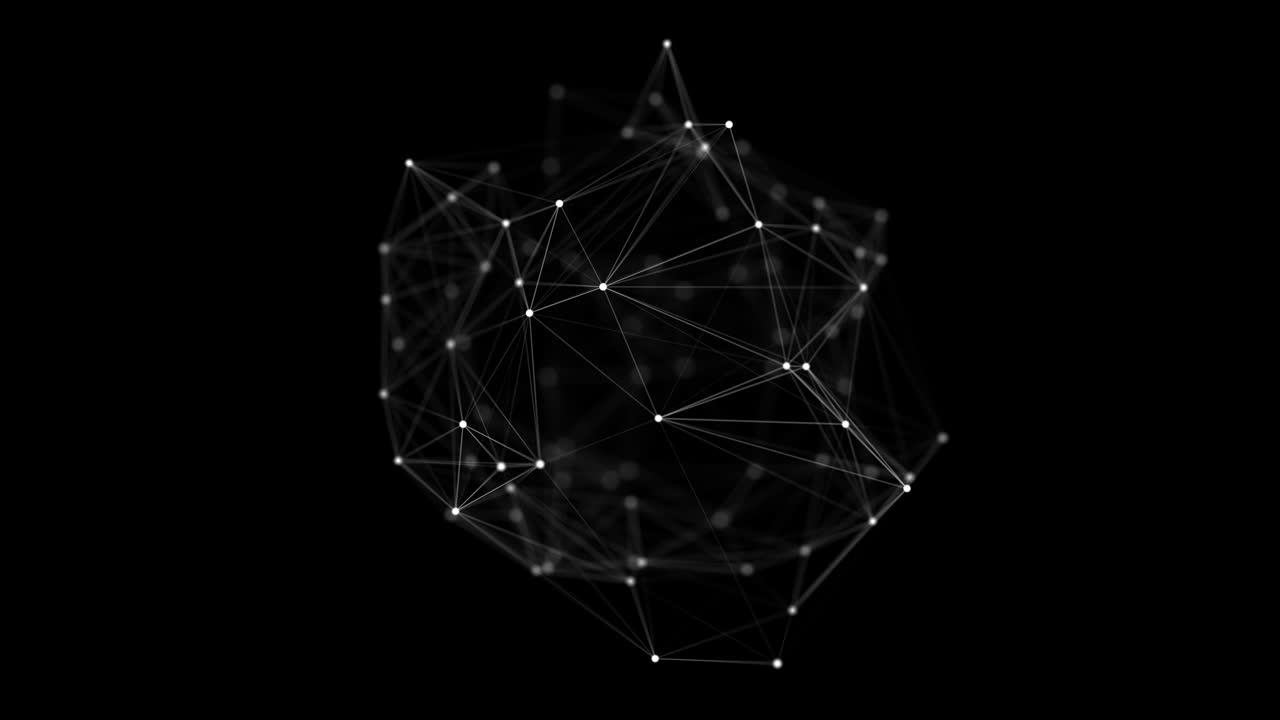 Futuristic black sphere of particles and lines. Network connection big data. Abstract technology background. 3d rendering.