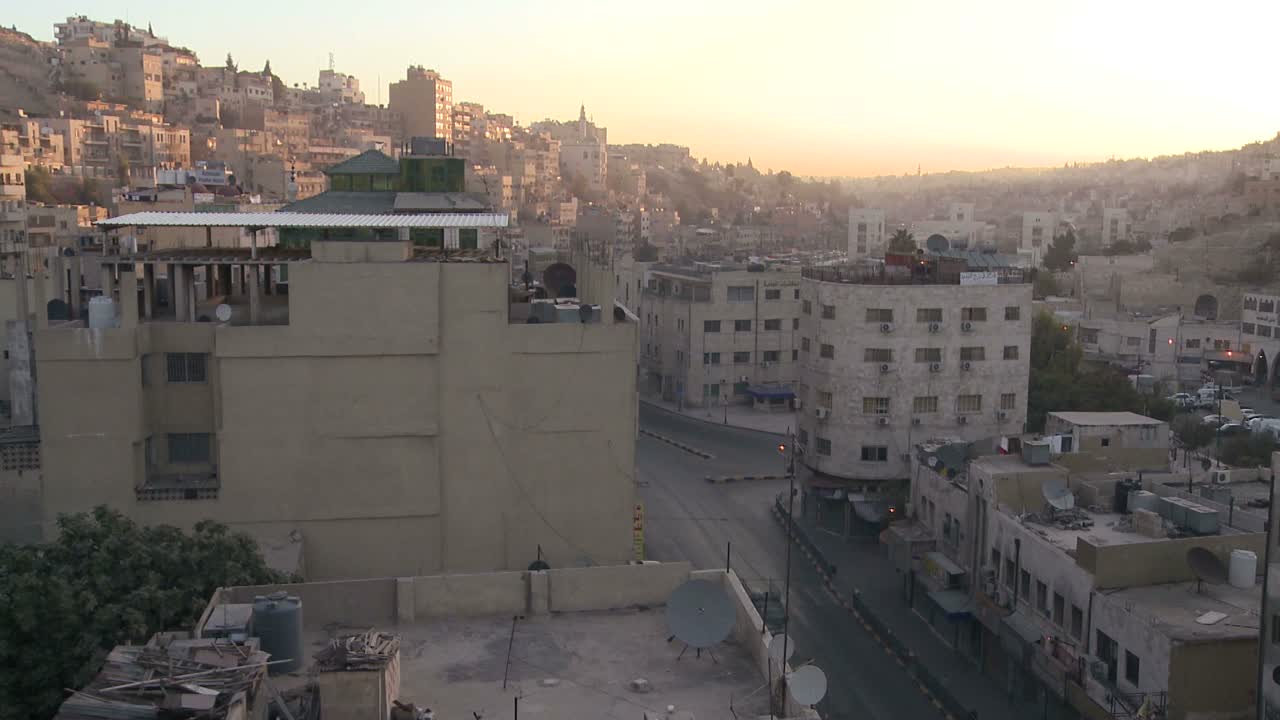 timelapse matutino de alto ángulo de amman jordania