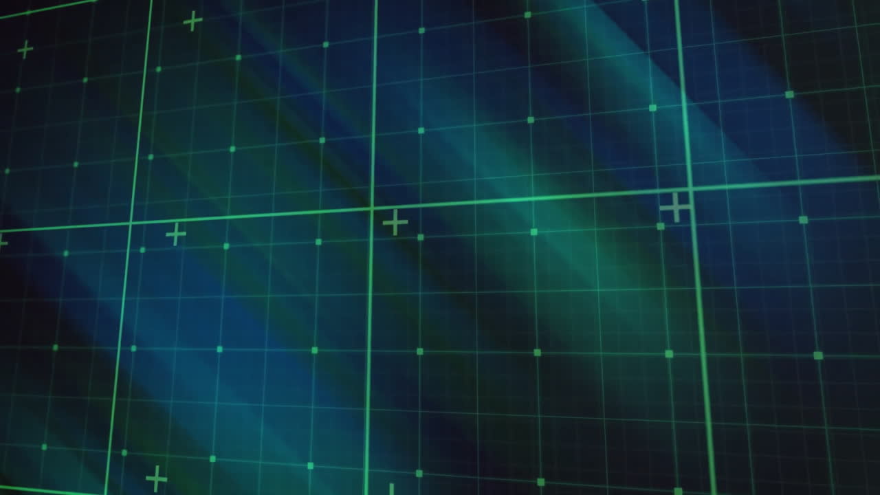 어두운 배경에서 그리드를 통해 디지털 데이터 처리의 애니메이션