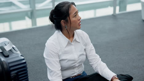 frustrated woman, stress and delay with a phone