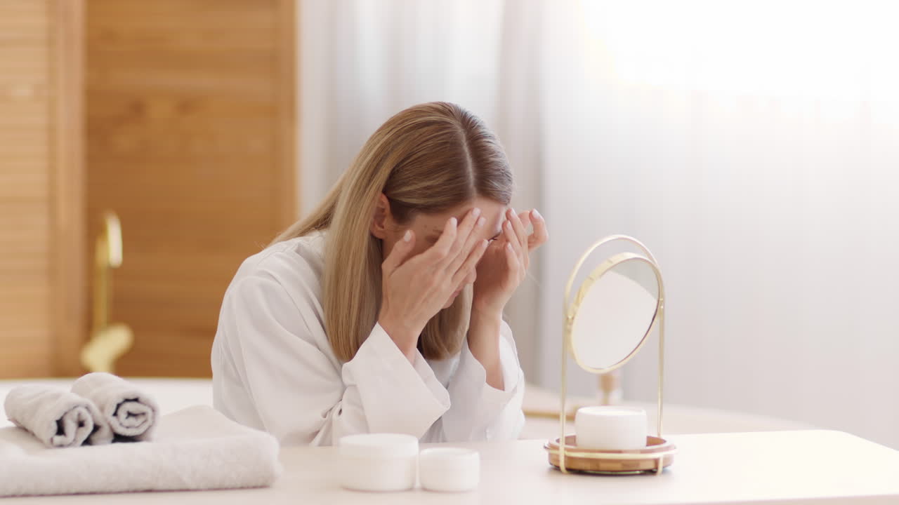Woman Practicing Skincare Routine