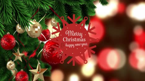 Animation-of-christmas-greetings-text-over-christmas-tree-and-decorations