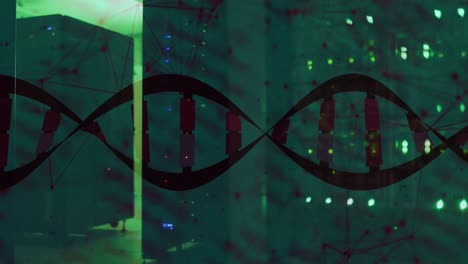 Animation of medical data processing over dark background