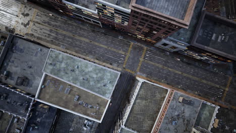 empty city streets at night - aerial view