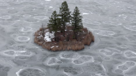 winter wonderland: crystallized mcqueen lake embraces lonely island