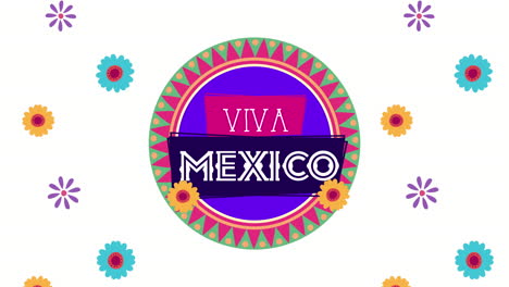 viva mexico animation with flowers and circular frame