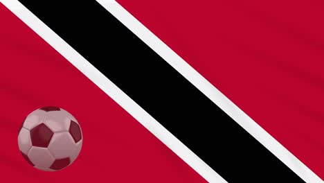 trinidad and tobago flag waving and soccer ball rotates, loop