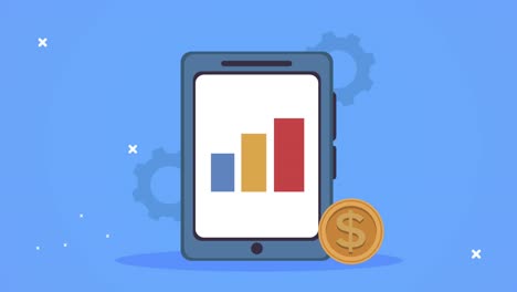 smartphone device with coin and statistics bars