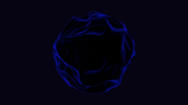 Una sfera blu con sfondo nero