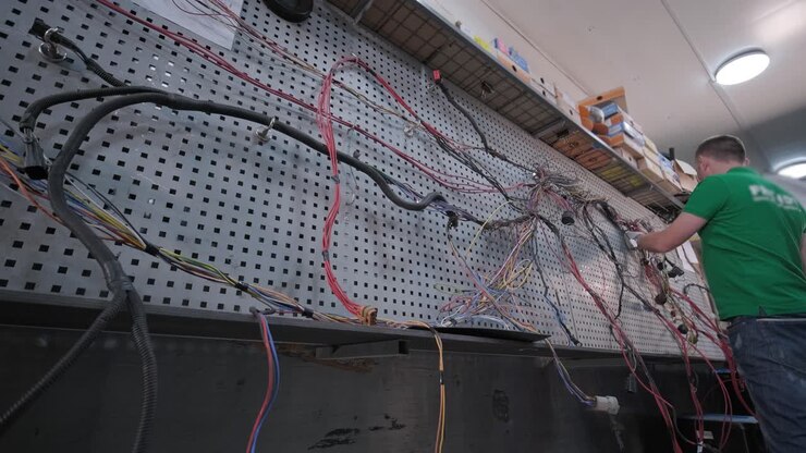 Process of manufacturing the wiring harnesses for vehicles, automobile industry