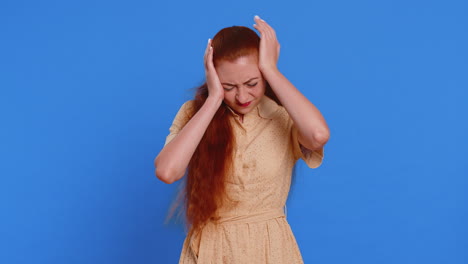 young sad woman loses becoming surprised by lottery results bad fortune loss unlucky fortune news
