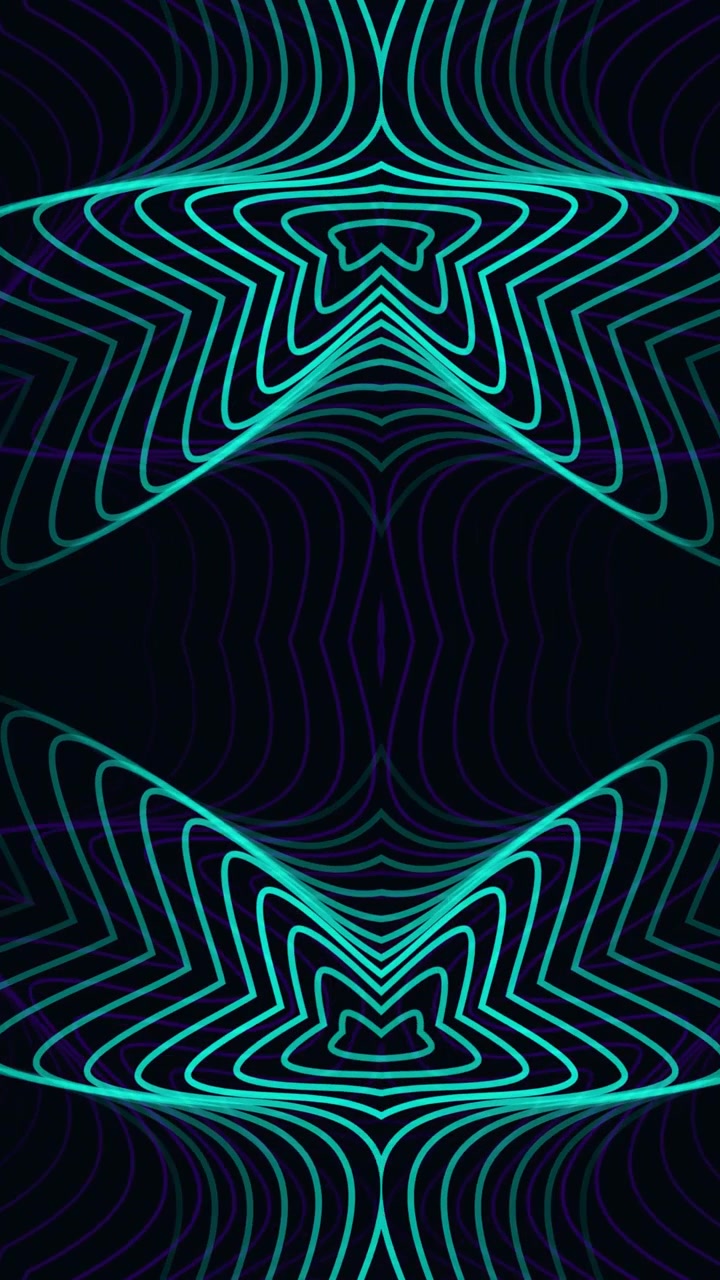 Vertical video: On start neon pattern morphing and stars drifting in portrait visual for mobile UI
