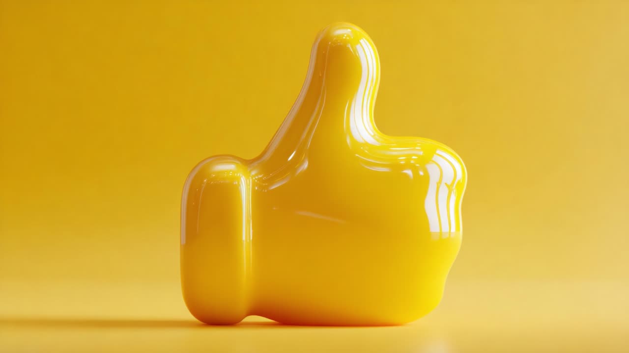 A Vibrant Yellow 3D Thumb-Up Gesture, Symbolizing Approval and Positivity, Set Against a Bright Yellow Background That Evokes Feelings of Optimism and Celebration