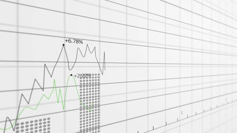 animación de diagramas y procesamiento de datos sobre fondo blanco